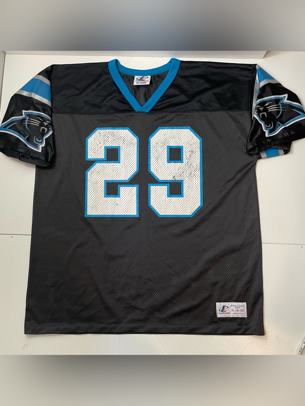 Vintage Carolina Panthers Jersey XL Foster Black 90s Logo Athletic Made in US